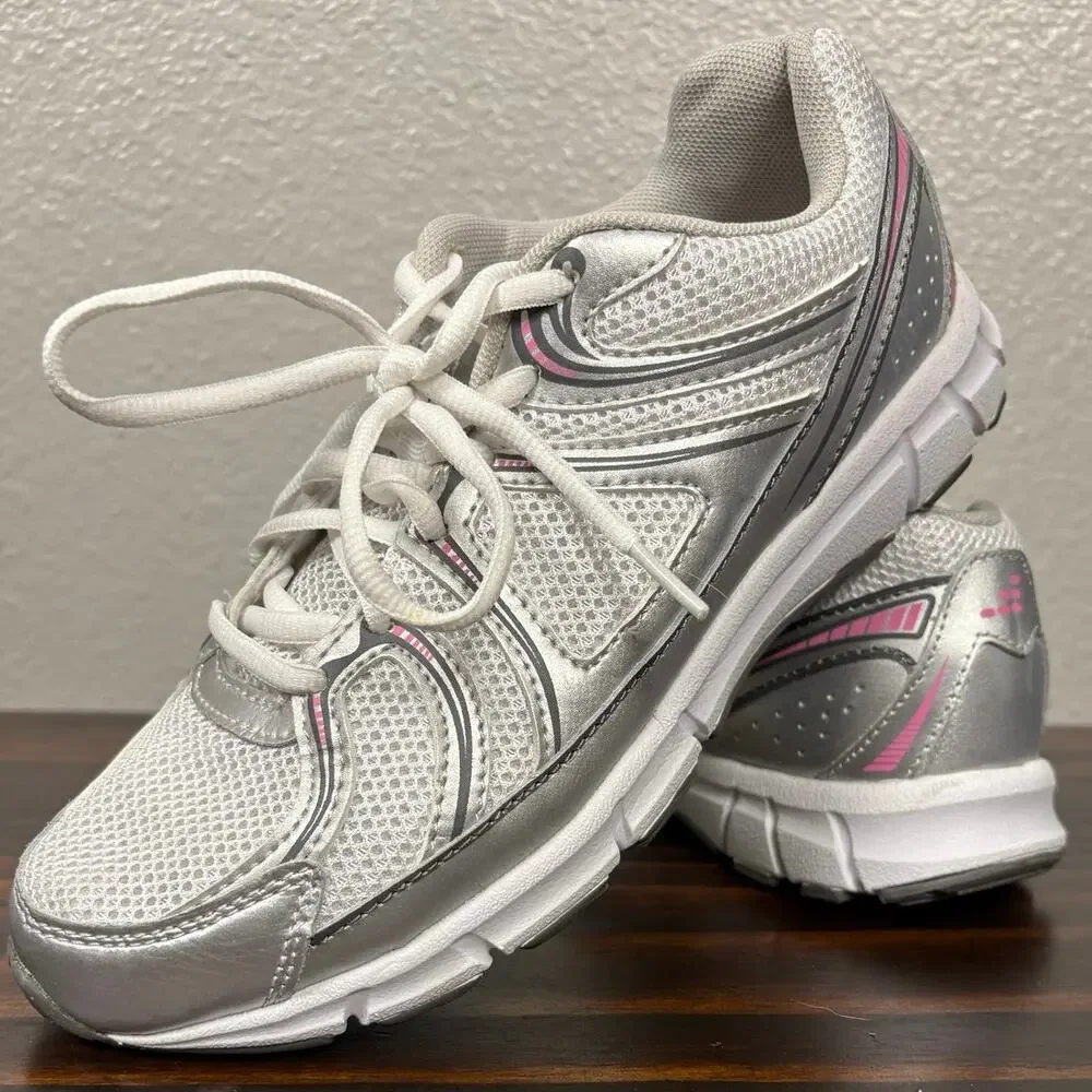 NWT BCG Women's Size 8 Grey White Pink Jolt Gel Cheer Tennis Cheerleading Shoes